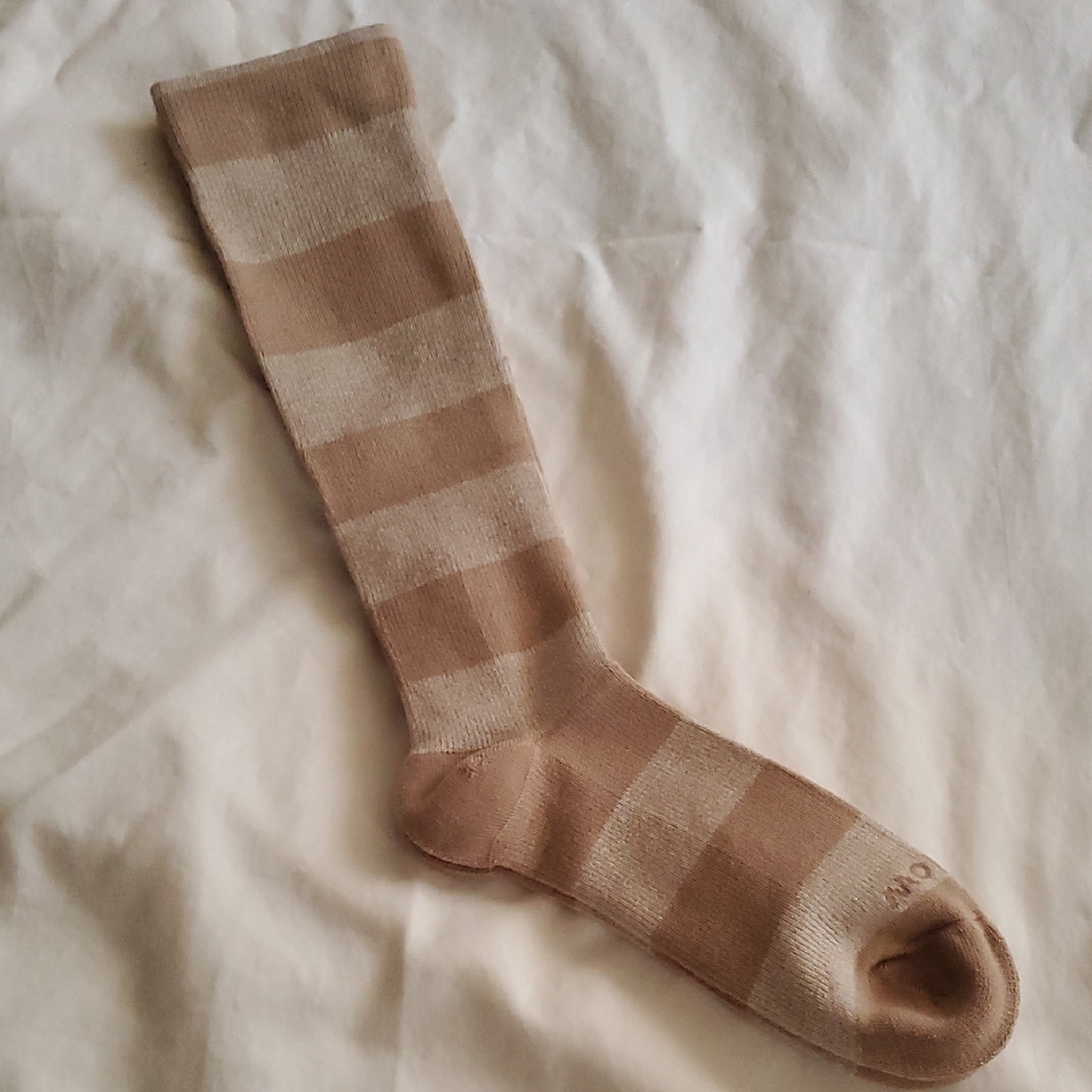Wellow Knee High Striped Biege Tan Cappacino Color. Size L. NWOT
